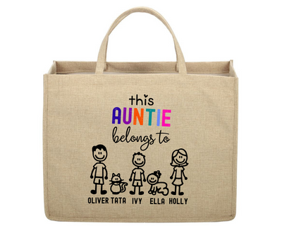 This Auntie Belongs To Custom Linen Jute Bag