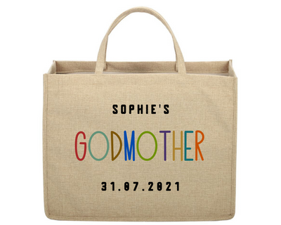 Personalised Linen Jute Bag for Godmother