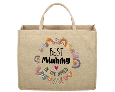 Best Mum In The World Custom Linen Jute Bag