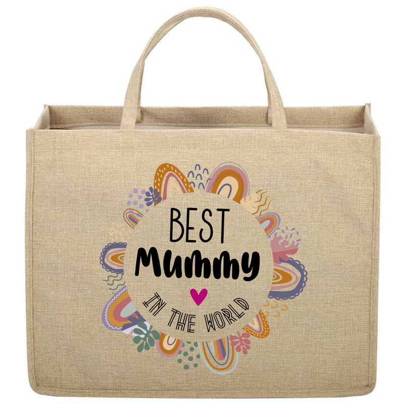 Best Mum In The World Custom Linen Jute Bag