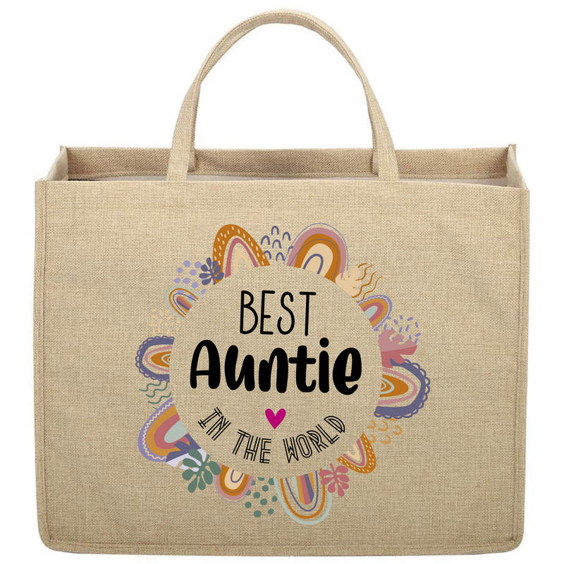 Best Auntie In The World Custom Linen Jute Bag