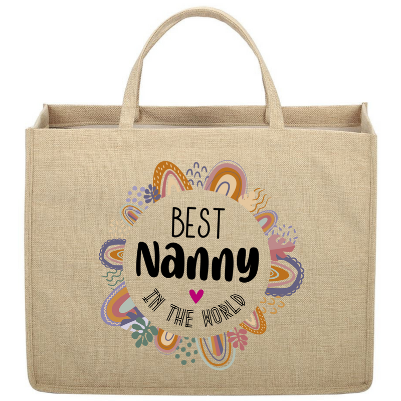 Best Nanny In The World Custom Linen Jute Bag