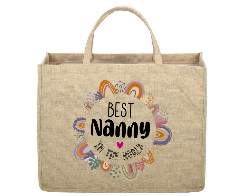 Best Nanny In The World Custom Linen Jute Bag