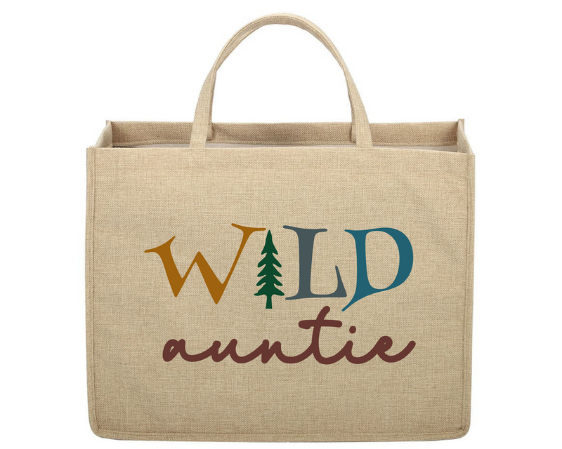 Personalised Wild Auntie Linen Jute Shopping Bag