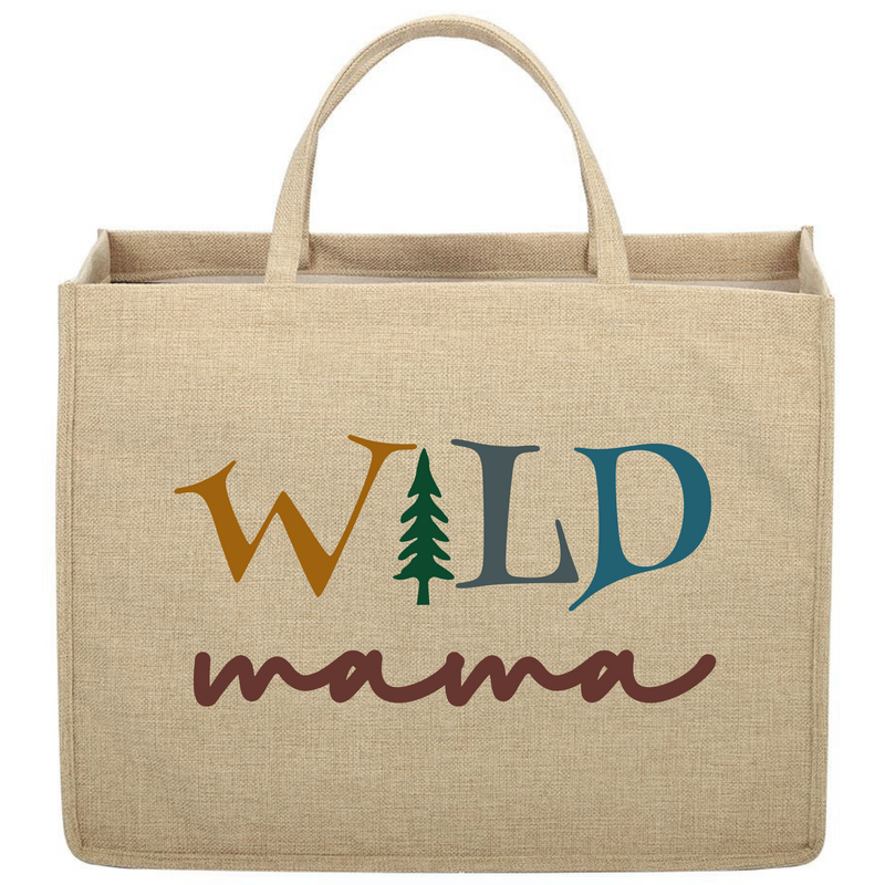 Personalised Wild Mama Linen Jute Shopping Bag