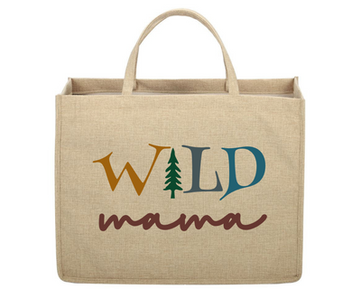 Personalised Wild Mama Linen Jute Shopping Bag