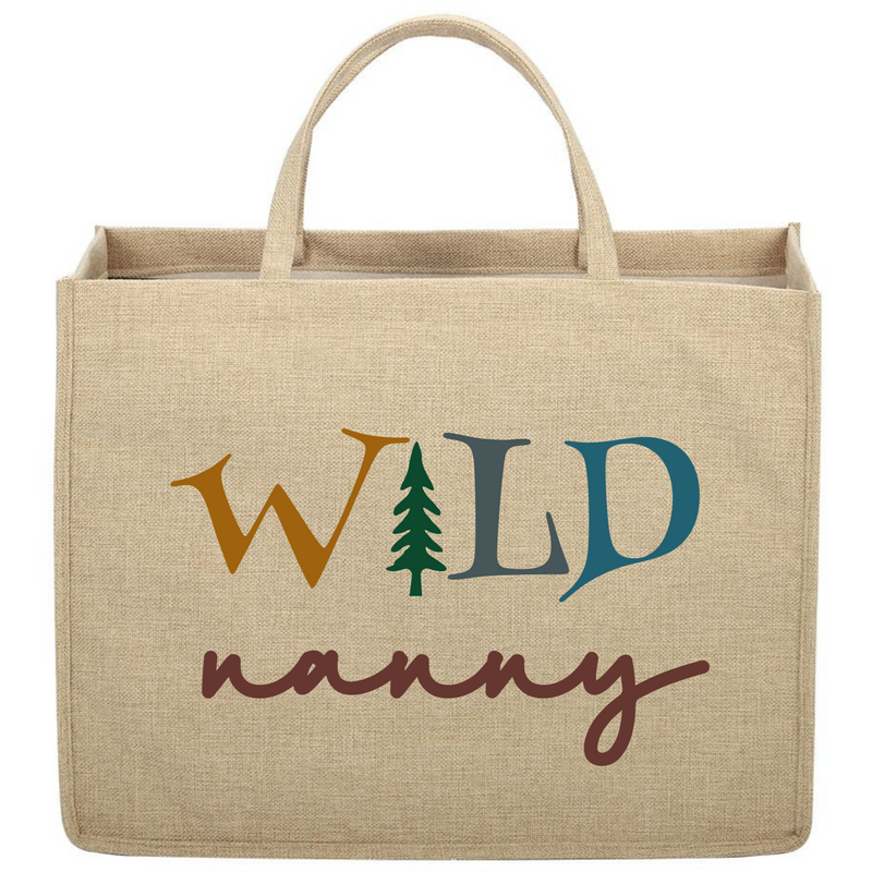 Personalised Wild Nanny Linen Jute Shopping Bag