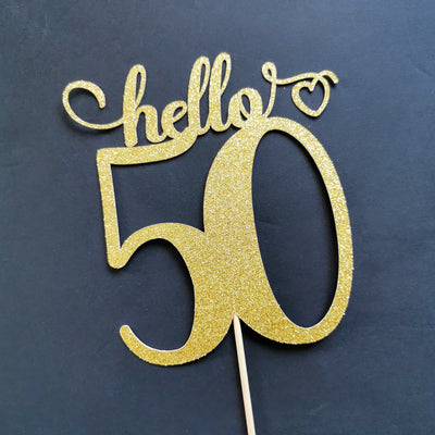 Hello 50 Custom Cake Topper