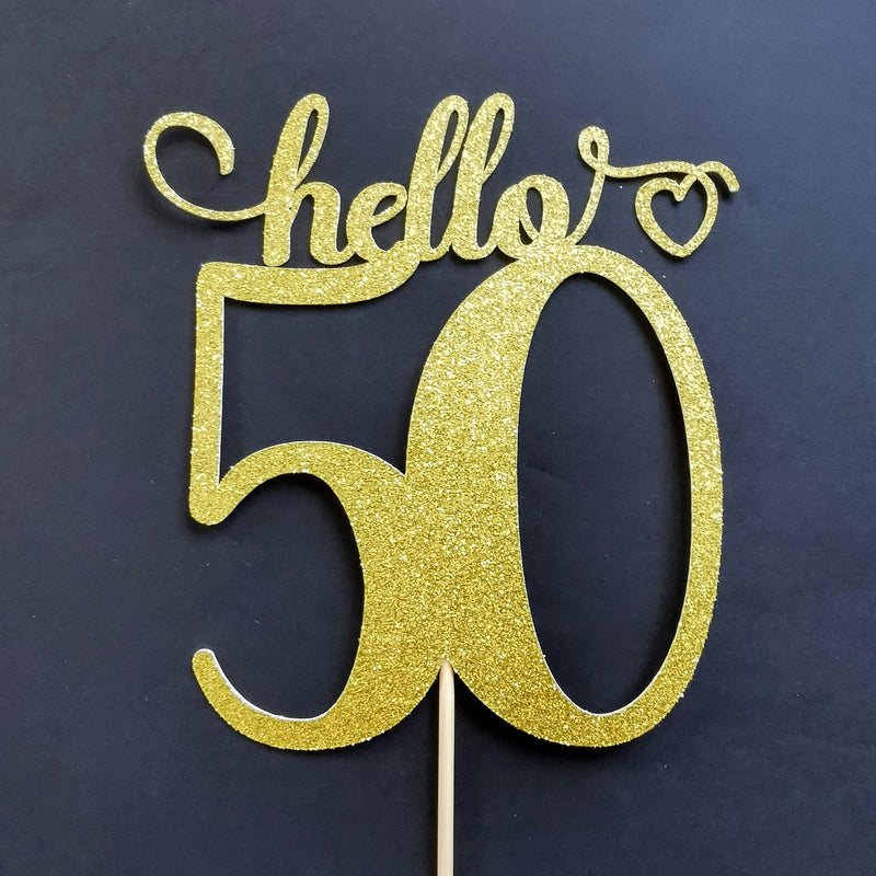 Hello 50 Custom Cake Topper