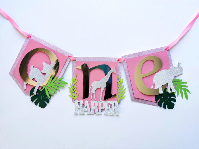 Personalised Wild One Pink Birthday Banner