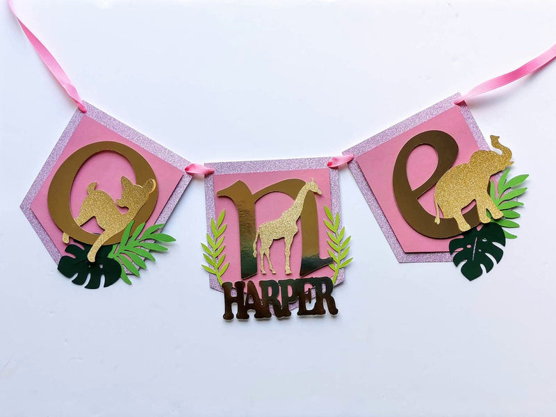 Personalised Wild One Pink Birthday Banner