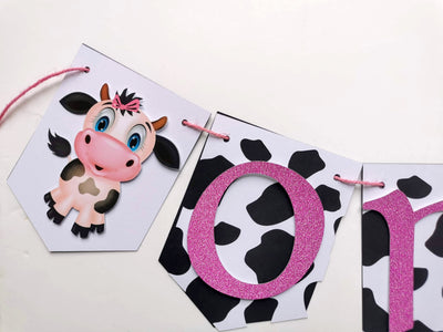 Personalised Cow Farmyard Highchair Birthday Banner