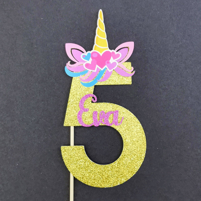 Personalised Unicorn Head Number Cake topper