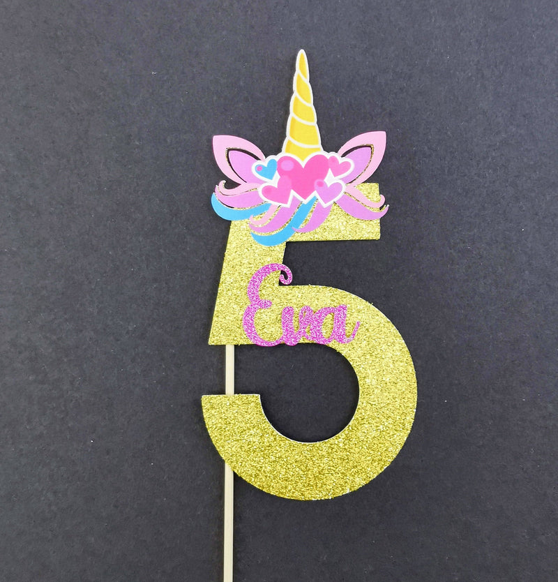 Personalised Unicorn Head Number Cake topper