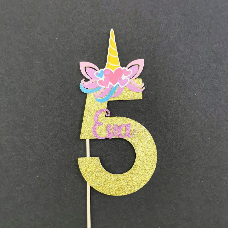 Personalised Unicorn Head Number Cake topper