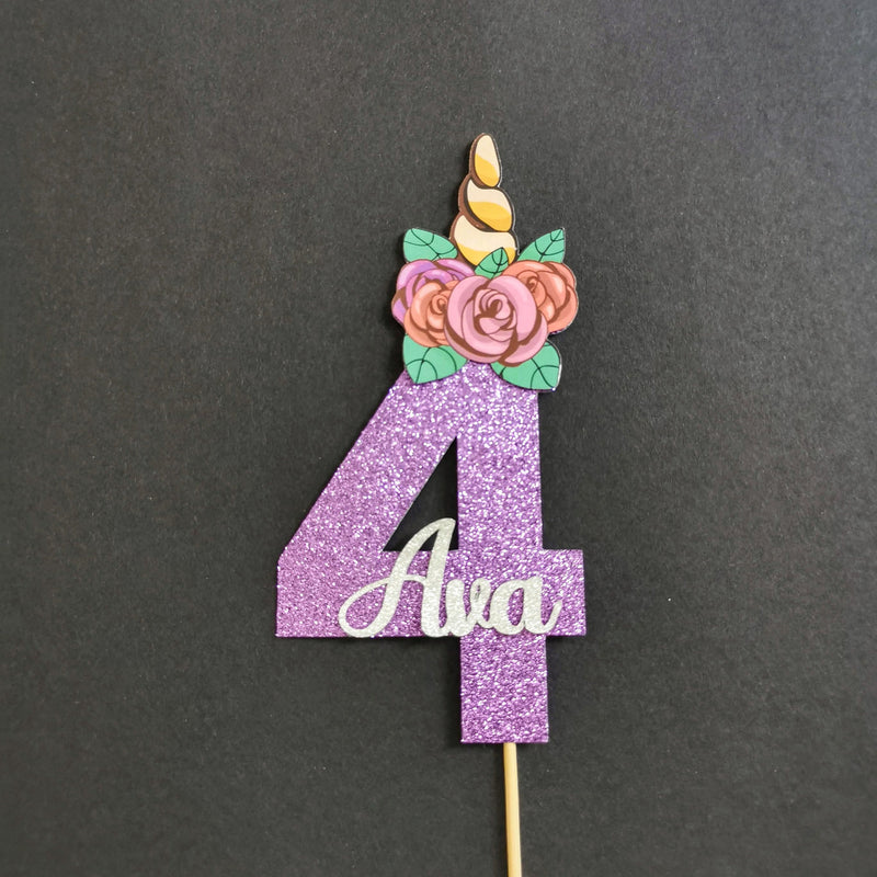 Personalised Unicorn Head Number Cake topper