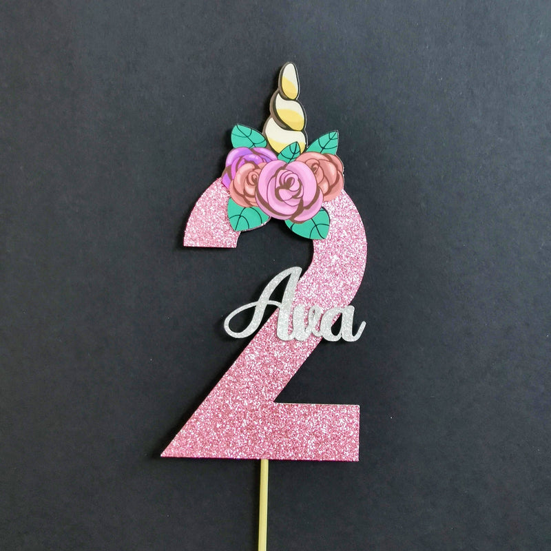 Personalised Unicorn Head Number Cake topper