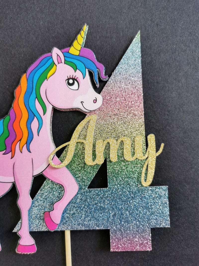 Personalised Unicorn Rainbow Cake topper