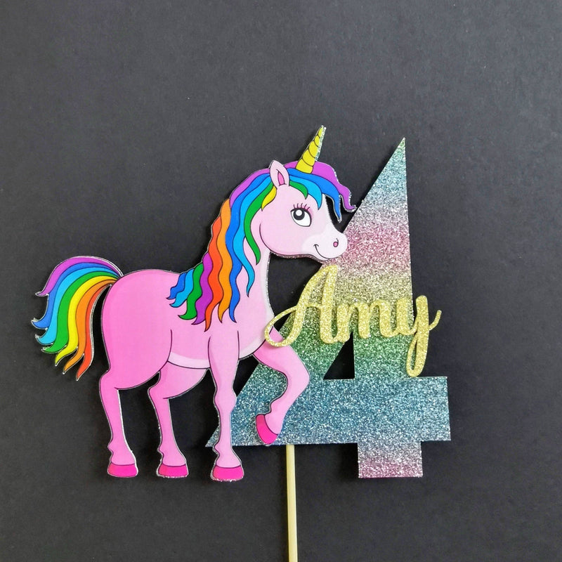 Personalised Unicorn Rainbow Cake topper