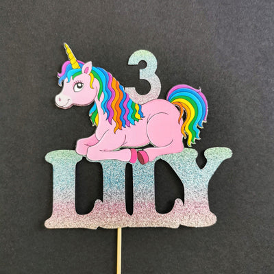 Personalised Rainbow Unicorn Cake topper