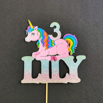 Personalised Rainbow Unicorn Cake topper