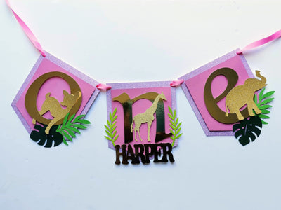 Personalised Wild One Pink Birthday Banner