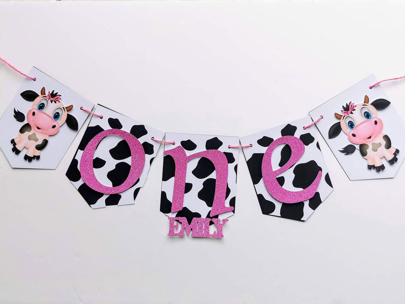 Personalised Cow Farmyard Highchair Birthday Banner