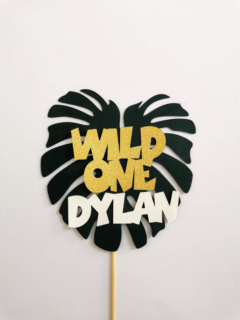 Personalised Wild One Leaf Cake topper