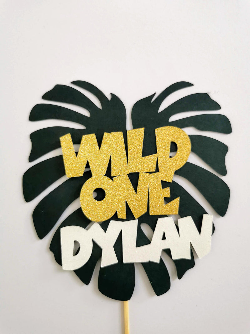 Personalised Wild One Leaf Cake topper