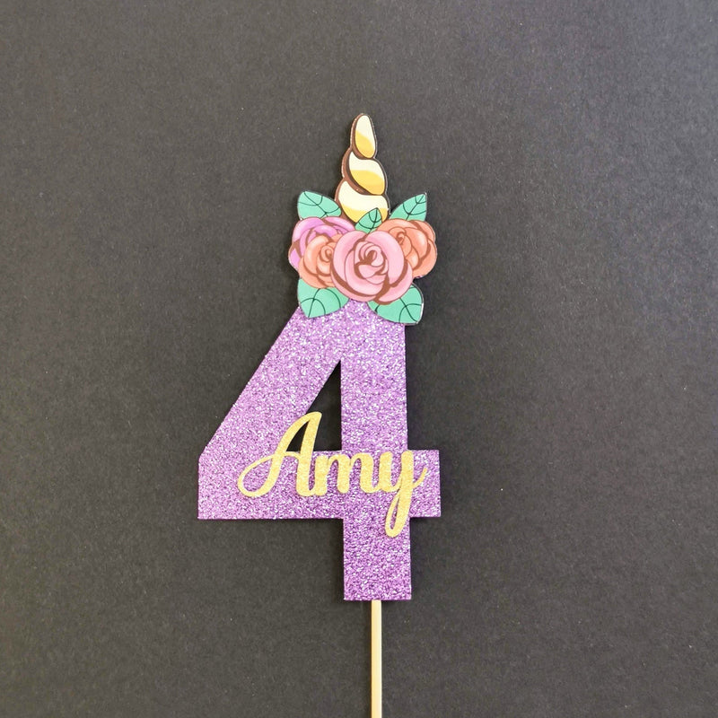 Personalised Unicorn Head Number Cake topper