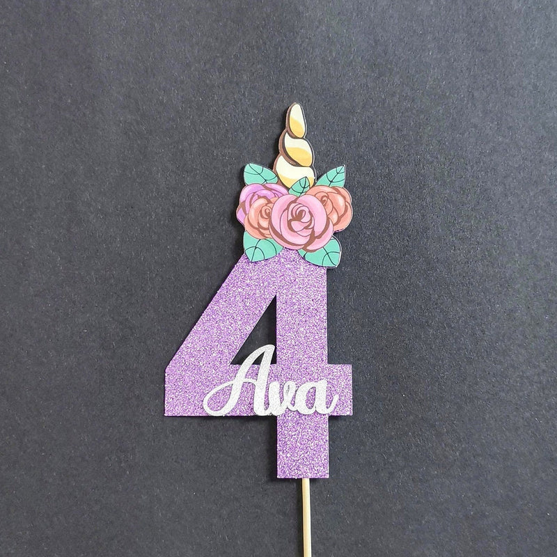 Personalised Unicorn Head Number Cake topper