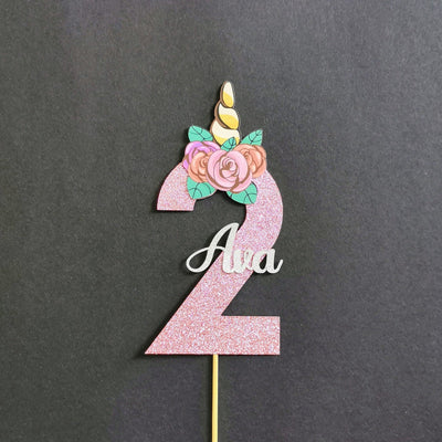 Personalised Unicorn Head Number Cake topper