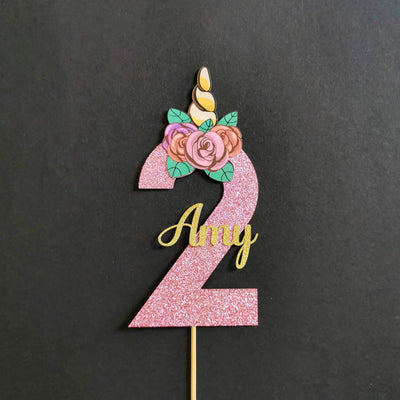 Unicorn number cake topper