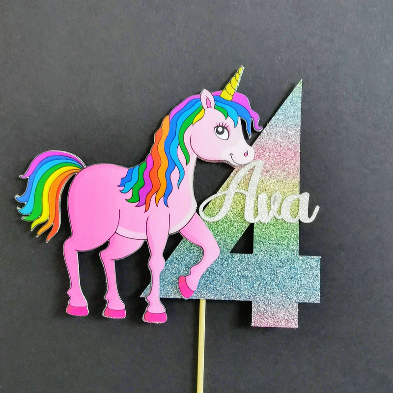 Personalised Unicorn Rainbow Cake topper