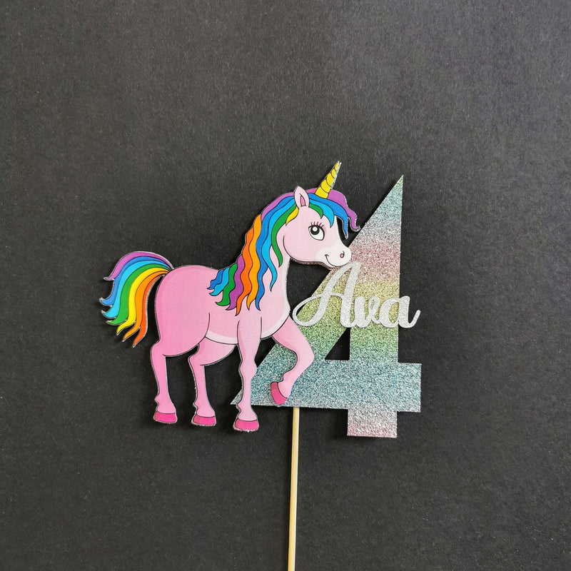 Personalised Unicorn Rainbow Cake topper