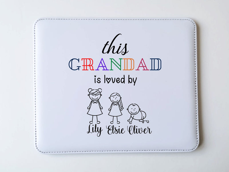 Personalised PU Leather Mouse Pad for Grandad