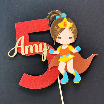 Personalised Superhero Girl Cake topper