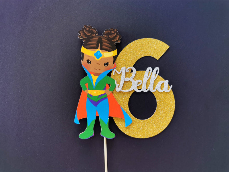 Personalised Superhero Girl Cake topper - Any Age