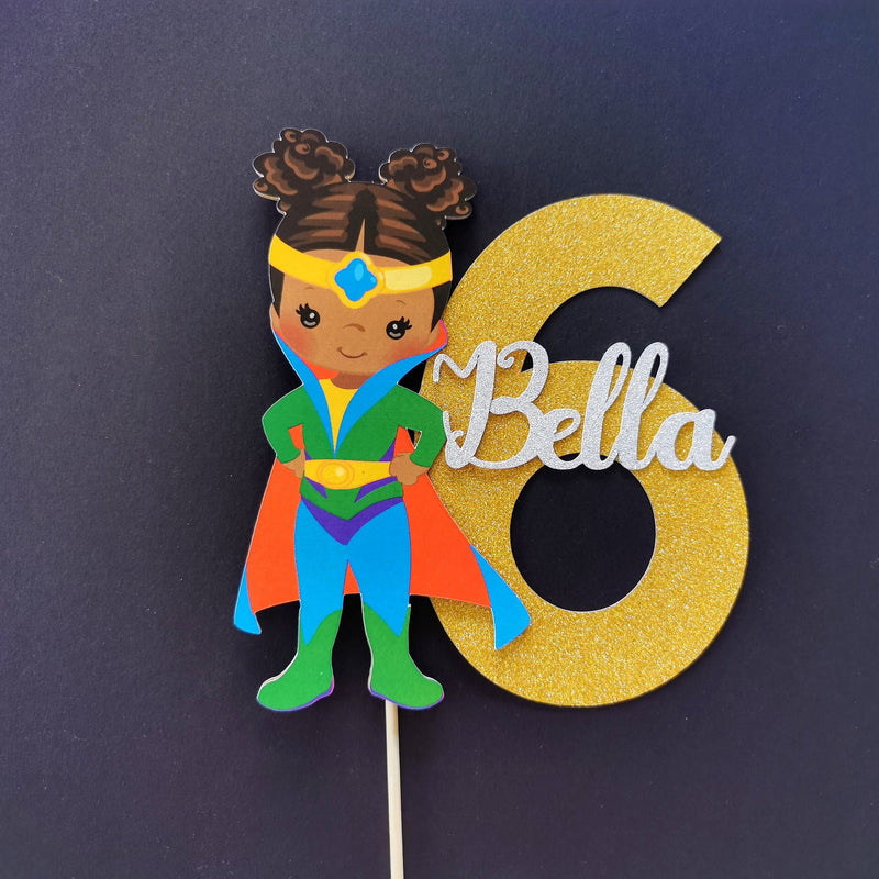 Personalised Superhero Girl Cake topper - Any Age