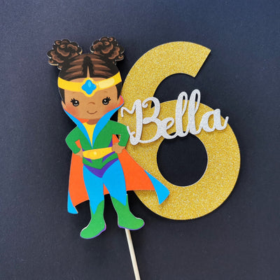 Personalised Superhero Girl Cake topper - Any Age