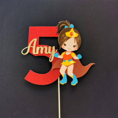 Personalised Superhero Girl Cake topper