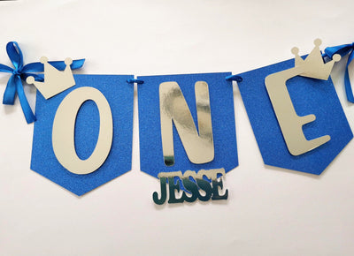 Personalised One Birthday Highchair Banner & Cake topper bundle