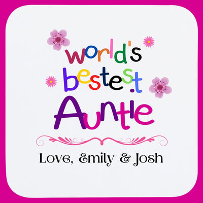 Personalised World's Bestest Auntie Coaster