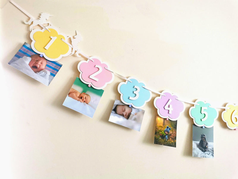 Custom Pastel Unicorn 1st Birthday photo clips