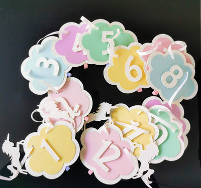 Custom Pastel Unicorn 1st Birthday photo clips