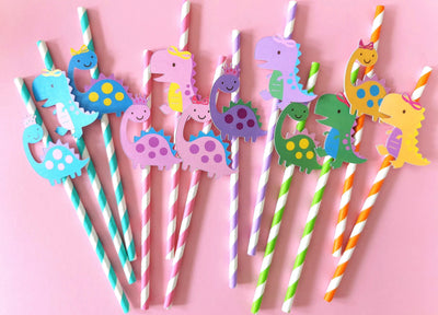 Custom Pretty Dinosaur Paper Straws