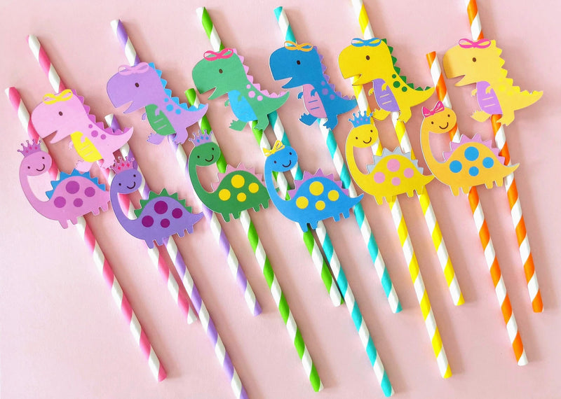 Custom Pretty Dinosaur Paper Straws