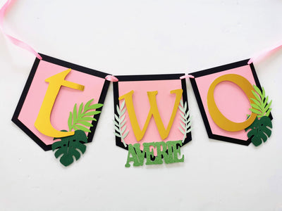 Personalised Pink Wild One/Two Birthday Banner