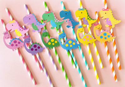 Custom Pretty Dinosaur Paper Straws