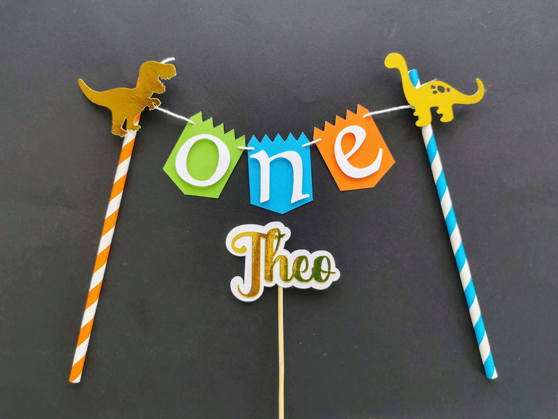 Personalised Dinosaur Cake topper bunting | Personalised Cute T-Rex Cake topper | Dinosaur Cake topper | T-Rex Dinosaur Party Supplies